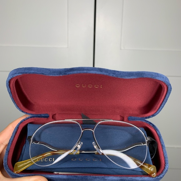 Gucci Aviator Optical Silver/Transparent Eyeglasses - Picture 12 of 13